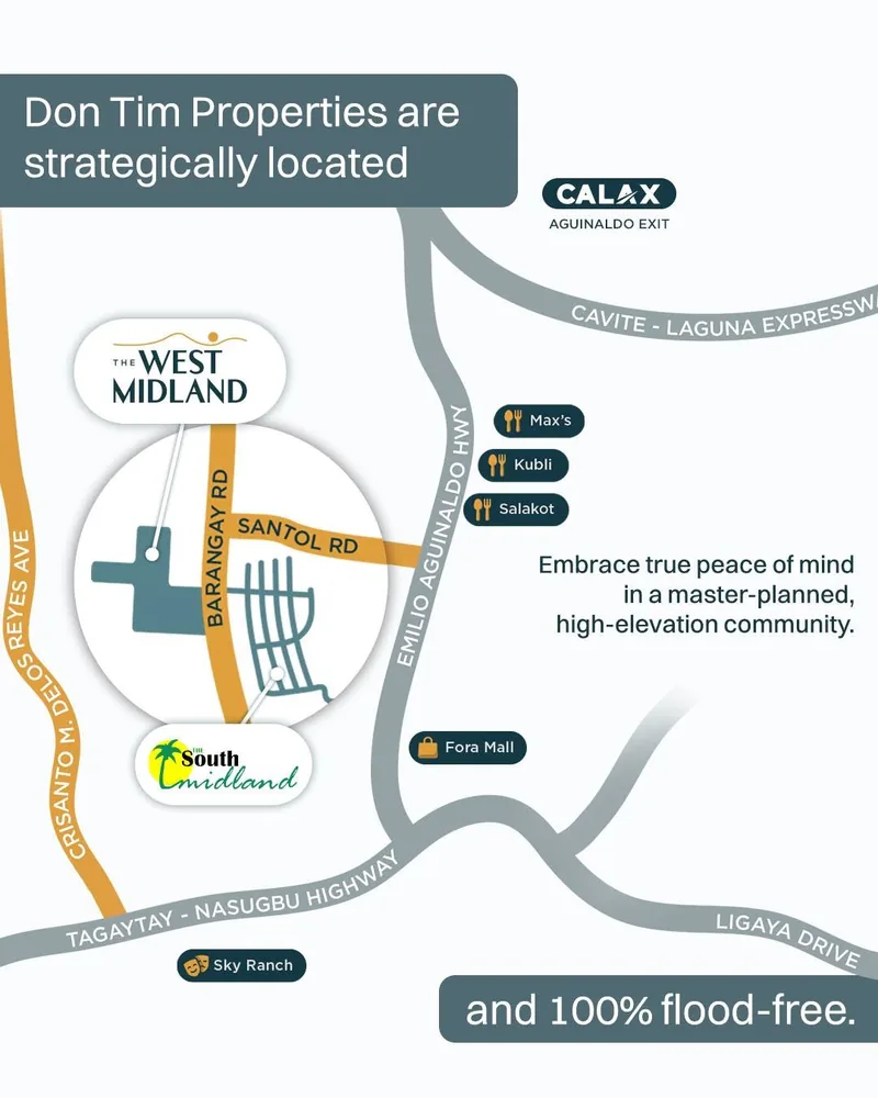 Location map of Don Tim communities near CALAX and Tagaytay